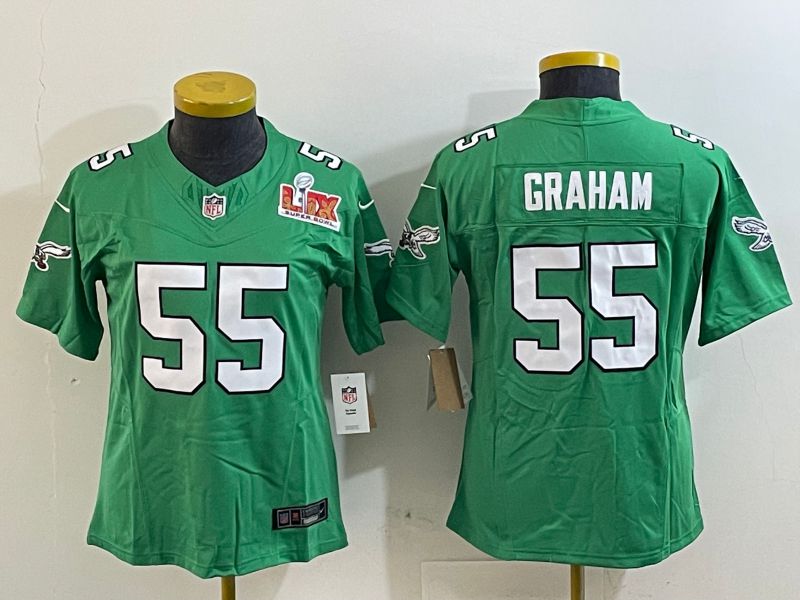 Women Philadelphia Eagles #55 Graham Green three generations 2025 Nike Vapor Limited NFL Jersey style 2->women nfl jersey->Women Jersey